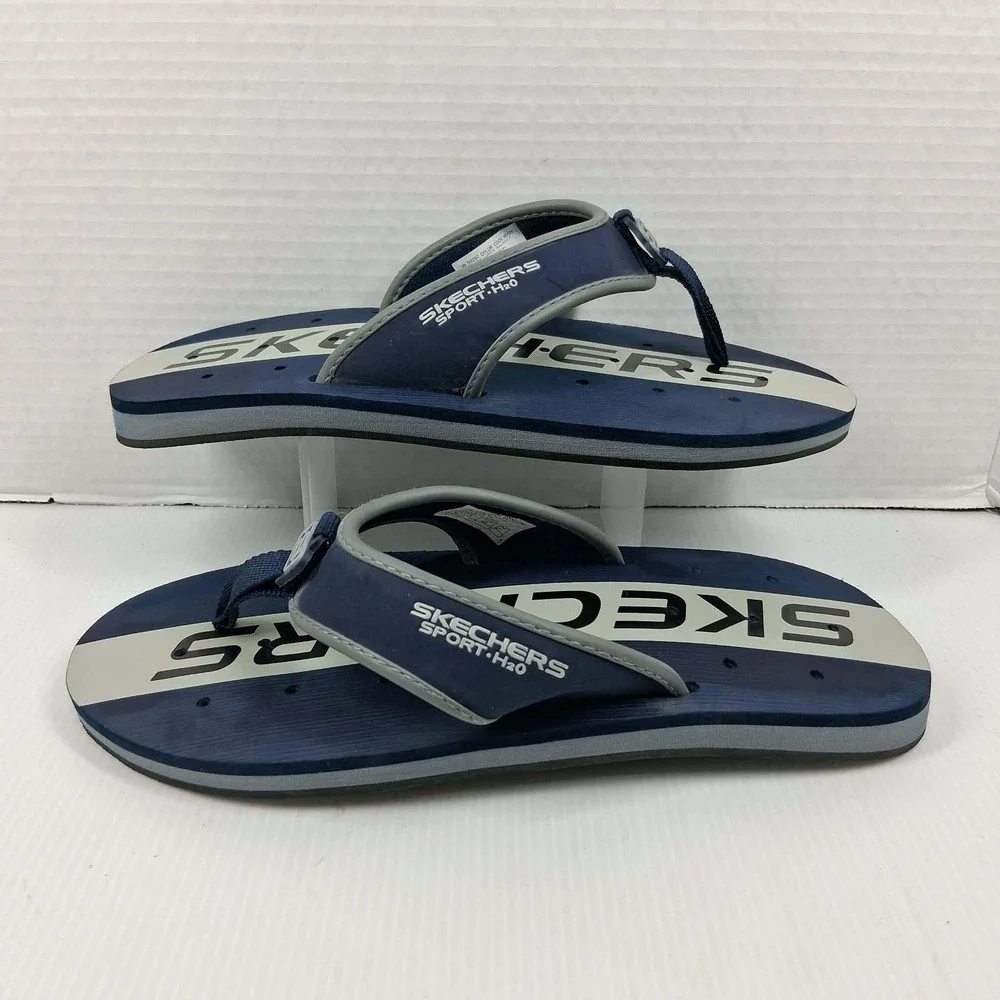 Skechers Sport H2O Mens Flip Flops Navy Blue Grey‎ Thong Sandals 50297 Size 9